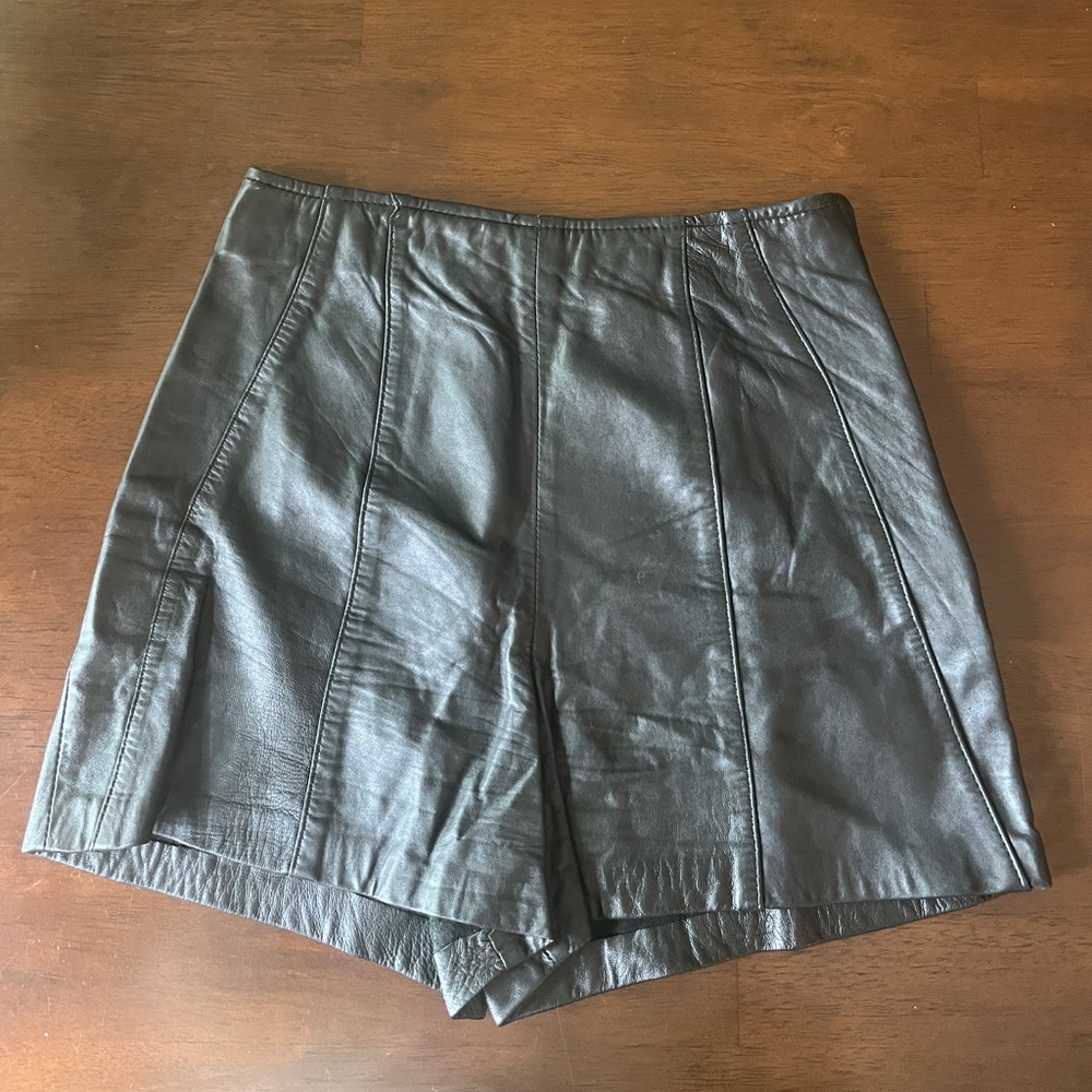 Real leather Black High Waisted Women's Shorts